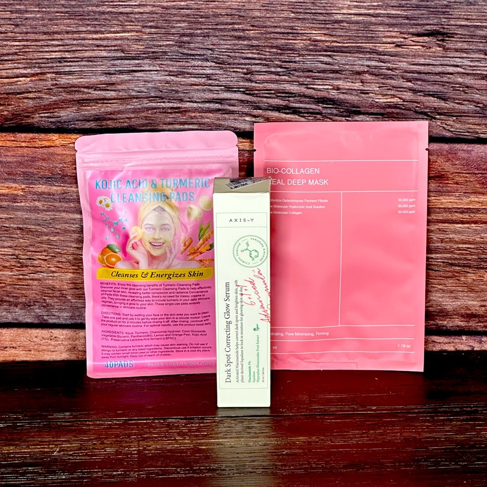 Live Show Door Buster! 1 pack Turmeric & kojic pads, 1 collagen mask & 1 axis-y